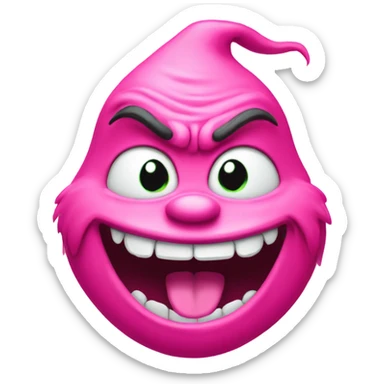Pink fleshy Grinch grinning sticker
