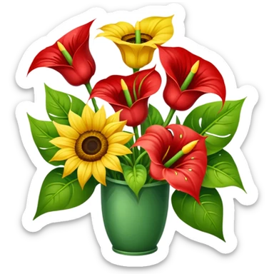 orchidee - sonnenblume - anthurienstrauss - ohne wase sticker