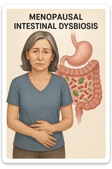 donna in menopausa con la disbiosi intestinale sticker