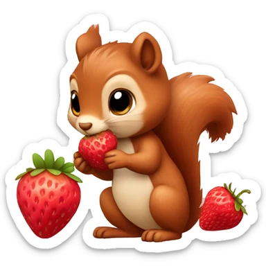 squirrel with strawberries sticker