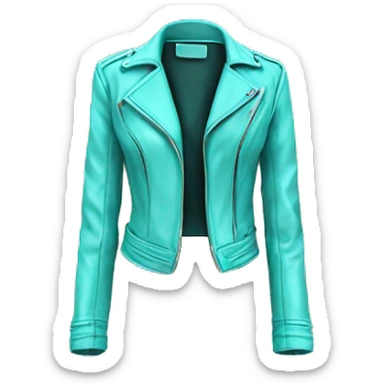 Realistic isolated open tiffany blue feminine fashion leather jacket. sticker
