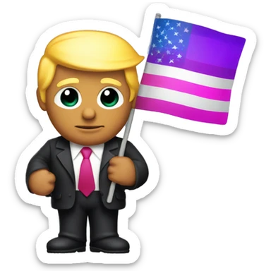 Donald trump realistic holding gay pride flag sticker