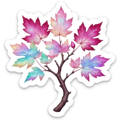 Multicolored sparkly maple marble Sakura shiny ethereal pastel iridescent light pale cute adorable pretty feminine elegant realistic floral exotic Falvie-Fionbri-fursona, full body sticker