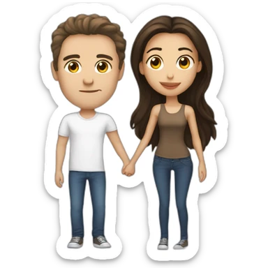 brune petite kiss a white tall white guy sticker