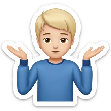 cute boy with cute dressing shrugging his shoulder sticker