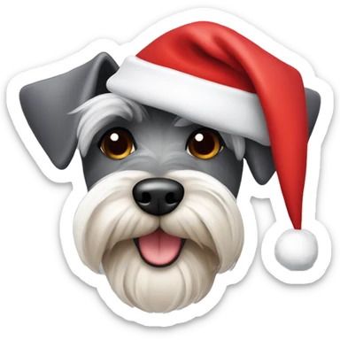 Miniature schnauzer wearing a Santa hat sticker