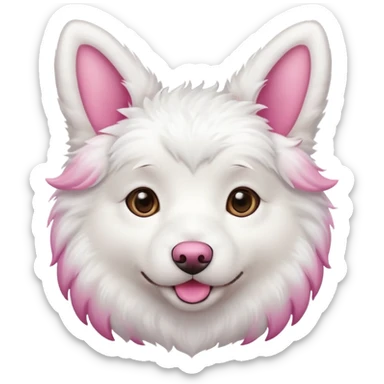 White fluffy dog with pink ears sticker