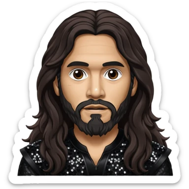 Tom Araya with long dark brown hair, black sequin outfit  sticker