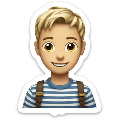 smiling boy in striped shirt sticker