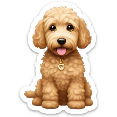 a golden doodle with a coquette ྀིྀི  sticker