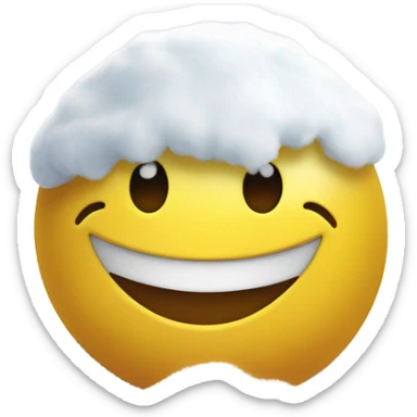 Happy emoji with a pile of snow sticker