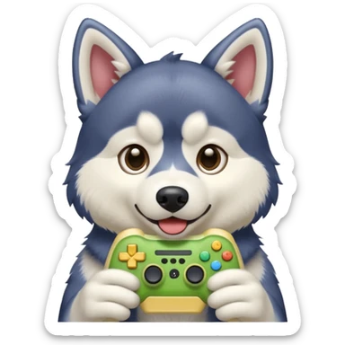 Husky playing video games  sticker