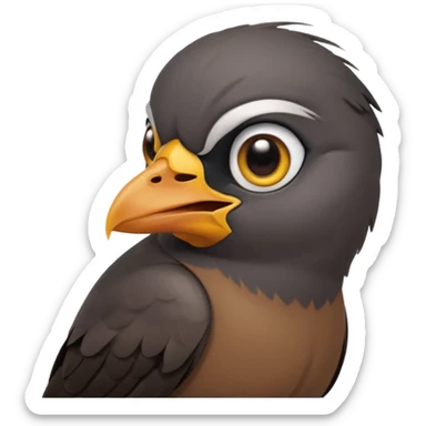 A sad common myna bird cute emoji sticker