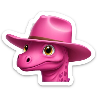 Pink dinosaur with brown cowboy hat sticker