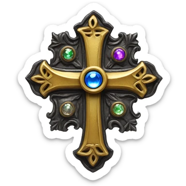 gothic symmetrical relic cross with jewel sticker