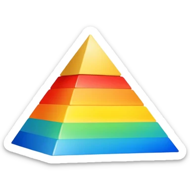 Pyramid with black outlines and primary colors fading inside sticker