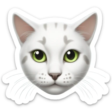 Black and White cat that is more white but has black spots like a cow and beautiful light green eyes sticker