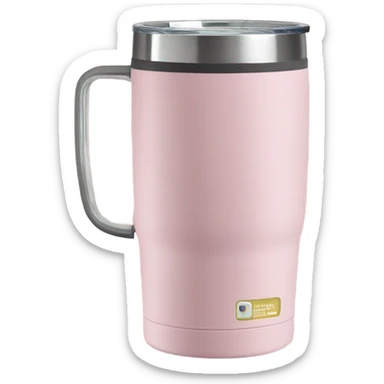 Light pink 40oz Stanley tumbler with handle sticker