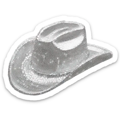 Silver sequin cowboy hat white sticker