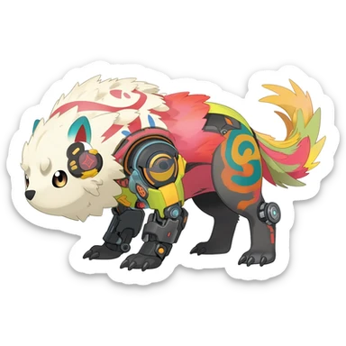  exotic tropical ornate furry Asian painted cyber-Sleuth-Loyd-Garmaddon-Litten-Linoone-Noibat-Fakémon-Pokémon-Vernid-creature sticker