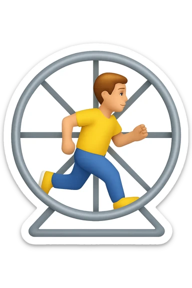 Uomo che corre dentro la ruota del criceto emoji style iphone  sticker