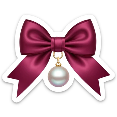 Maroon bow with hanging pearl sticker