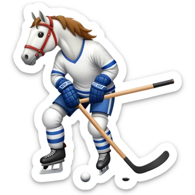 Horse playing hockey sticker