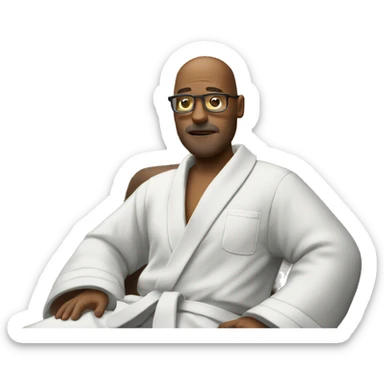 The therapist is 60 years old in full height in a bathrobe sticker