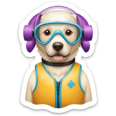 White labrador with snorkel and and swimmers vest sticker