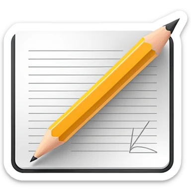 Minimalistic flat vector icon, iOS style, thin black contour on white background. Pencil with sketch lines on paper. No text, no shadows sticker