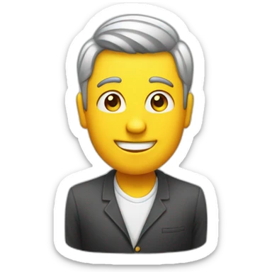 Genera un emoji de un chico, trabajando en la computadora en una agencia de publicidad  sticker