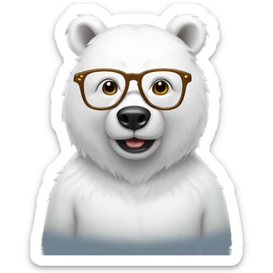 white bear with glasses sticker