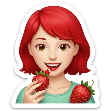 the woman eating strawberries
 sticker