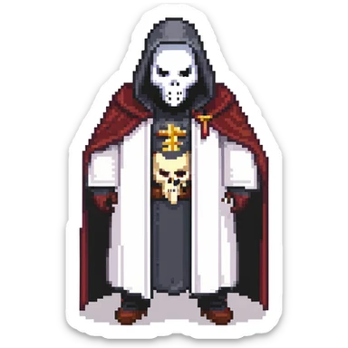 Ghostface, horror movie character with white mask and black robe sticker