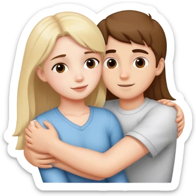 Girl with boy hugging sticker