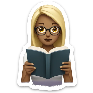 Blonde Woman with glasses reading a book sticker