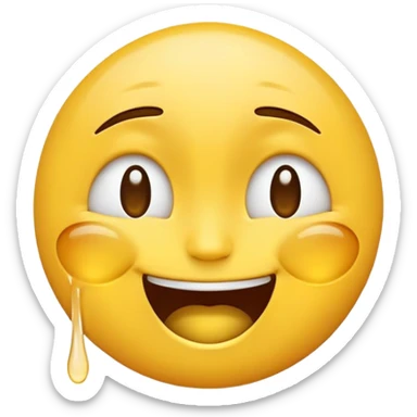 an emoji combining laughing and crying expressions into one face, blending both emotions sticker