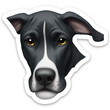 Black and white Great Dane cuddled in a blue blanket sticker