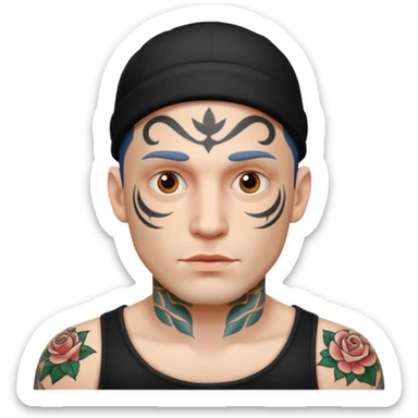 tattoo man, white skintone,tattoos on face. sticker