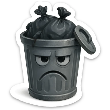 Draw a Pixar-style trash can. The trash can should be visible from the front and top—negative face, eye, and mouth. sticker