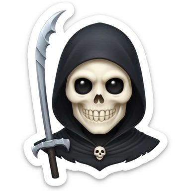 Cute grim reaper head that is happy sticker