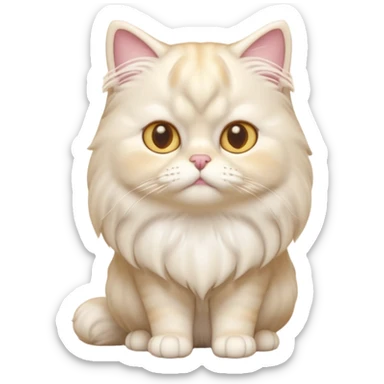A 3D cartoon Persian cat with soft cream-white long fur, round face, golden eyes, gentle expression, cinematic Memoji-style lighting. full body sticker