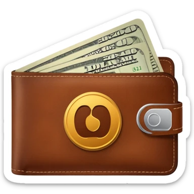 portefeuille marron avec quelques billets et carte bancaire sticker