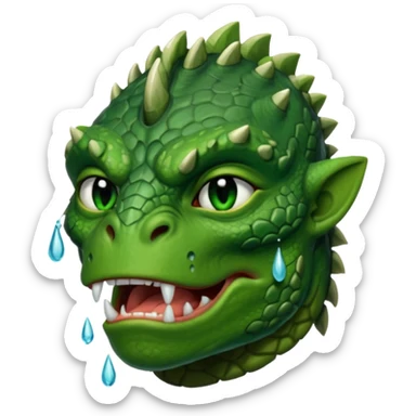 argonian warrior crying with tears sticker