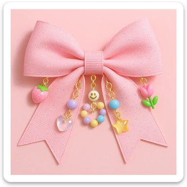 kpop bow with tiny charms and beads, cute and trendy sticker