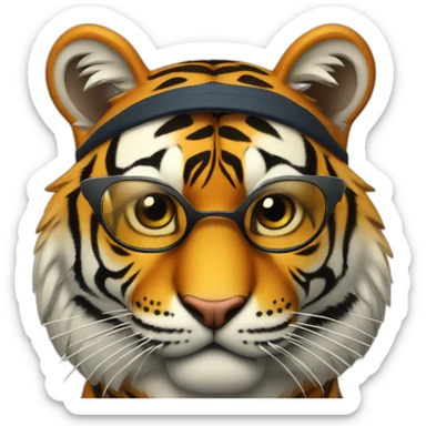 smirking tiger wearing sunglasses and cap sticker