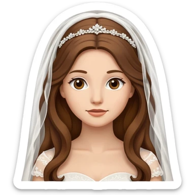 beautiful brown long hair bride with veil sticker