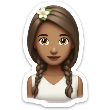 Girl with brown hair with jasmine rose sticker