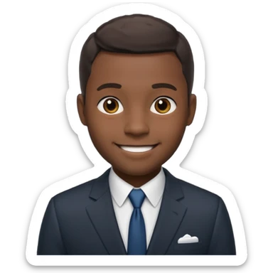 black man short hait with suit sticker