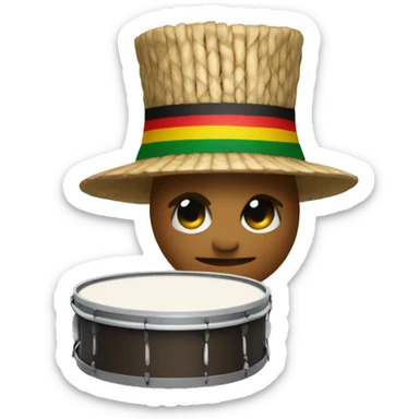 a drum with rasta hat sticker